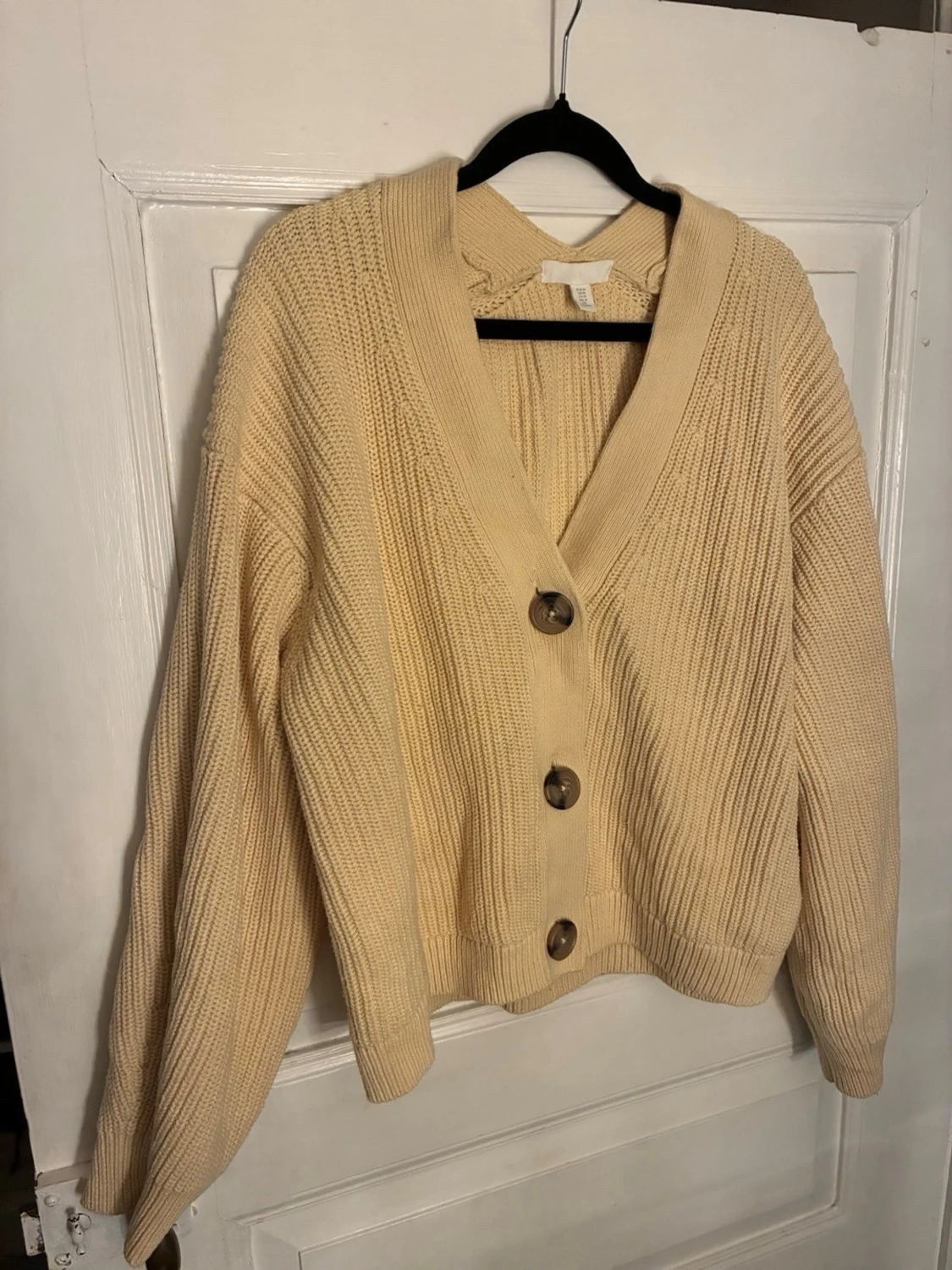 Beige/gul stickad kofta från H&M