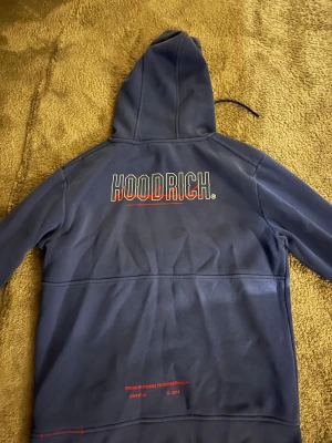 Blå hoodie från Hoodrich med tryck - Snygg blå hoodie från hoodrich sälj för bra pris, bra skick, äkta, nypris 900 kr och knappt andvänd