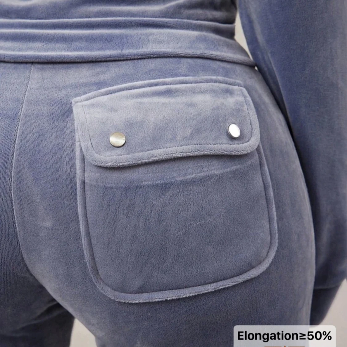 Blå mjukisbyxor med fickor - 2