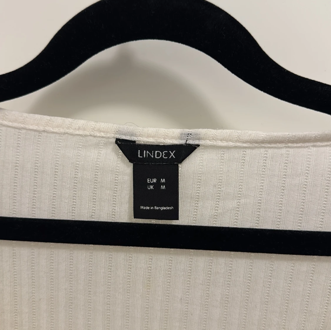 Vit ribbad långärmad topp Lindex - 1