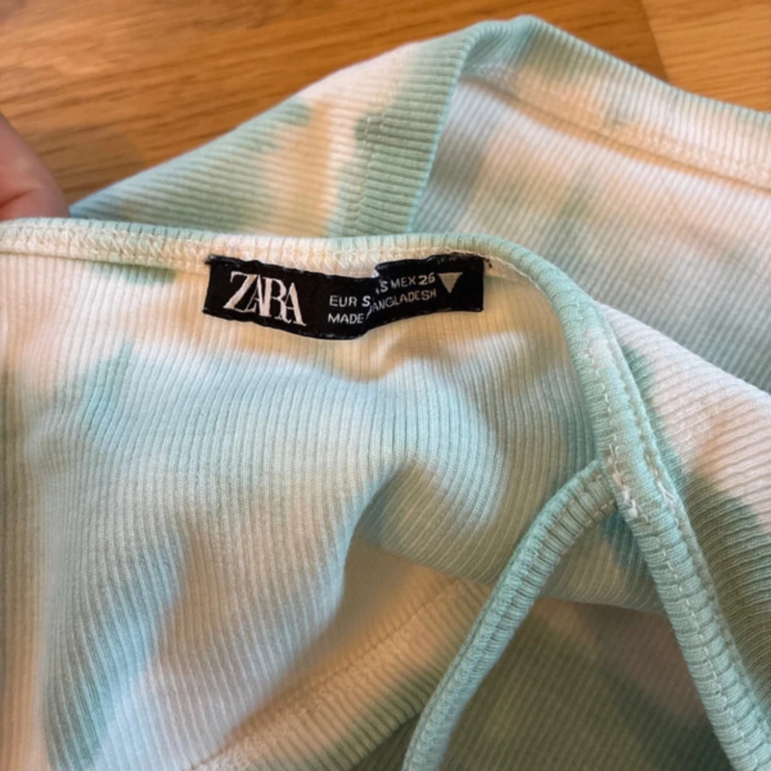 Turkos och vit ribbad linnetopp Zara - 2