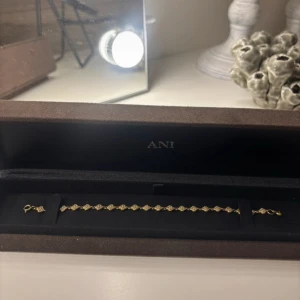 Guldfärgat armband från ANI Jewels - Ett elegant armband från ANI Jewels i guldfärg med små blommiga länkar dekorerade med gnistrande stenar. Länden på armbandet är 18cm