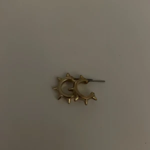 Guldiga örhängen med taggar - Coola små örhängen i guldton med taggiga detaljer runt hela ringen. De är formade som små hoops och ger en edgy vibe till din look. Perfekta för dig som vill sticka ut med accessoarerna.
