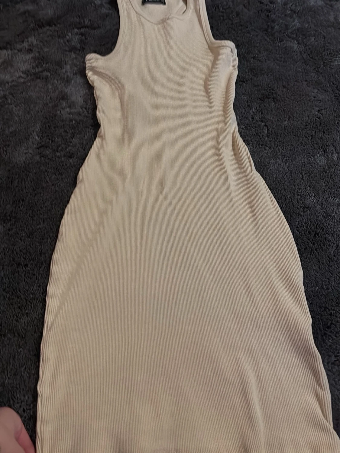 Beige ribbad klänning FB Sister