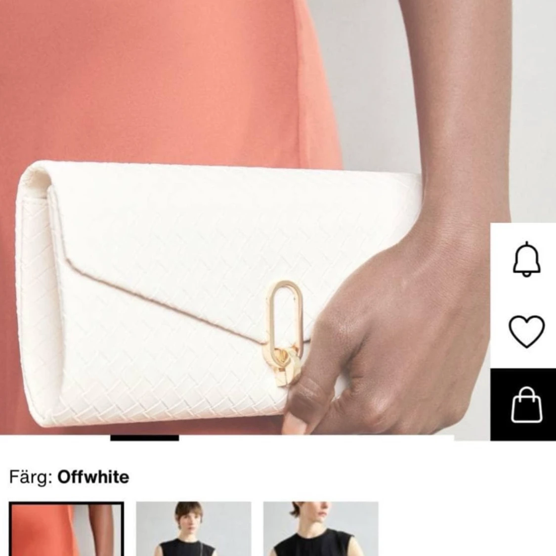 Beige/vit kuvertvöska