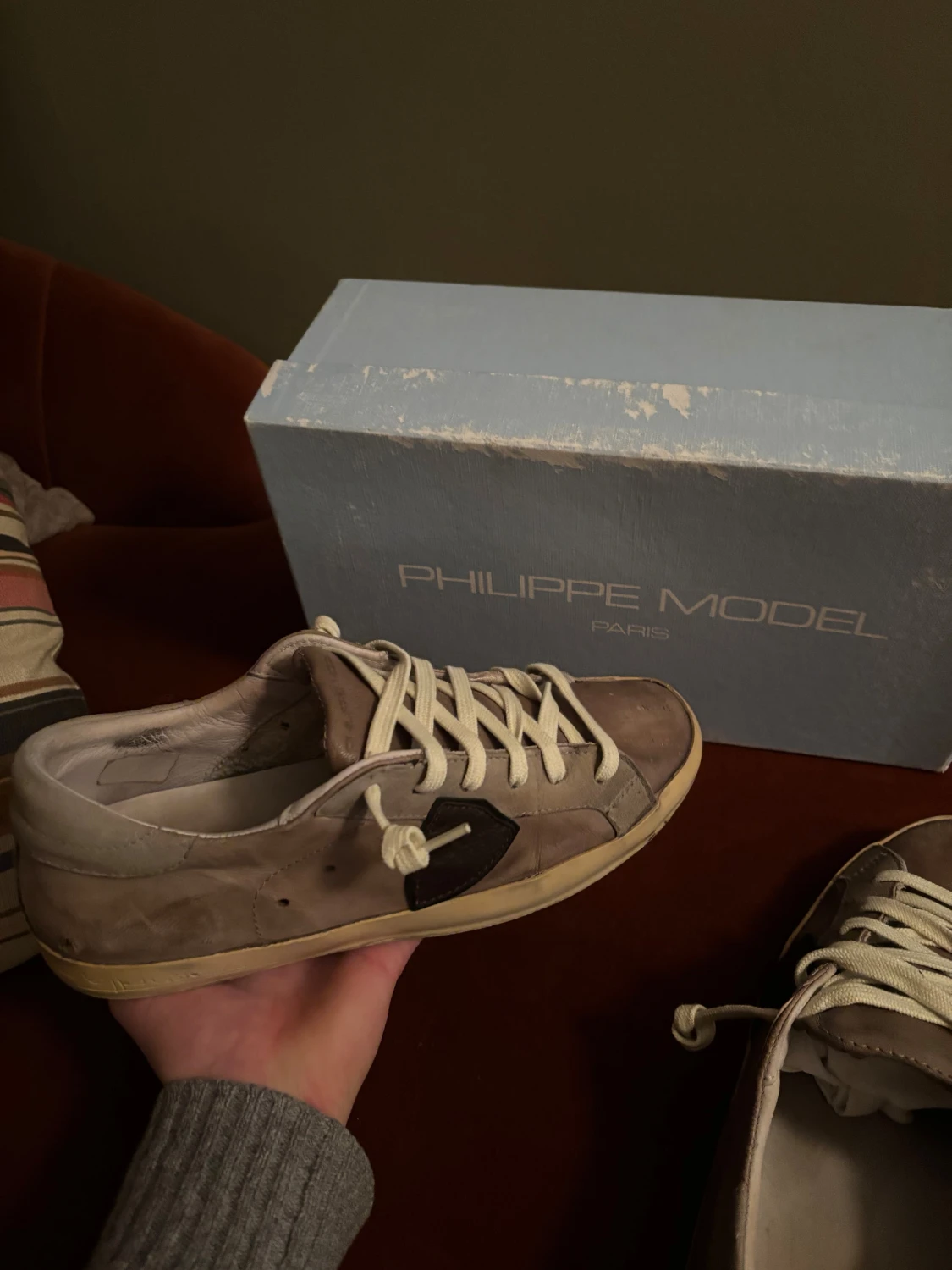 Beige Philippe Model sneakers i skinn - 2