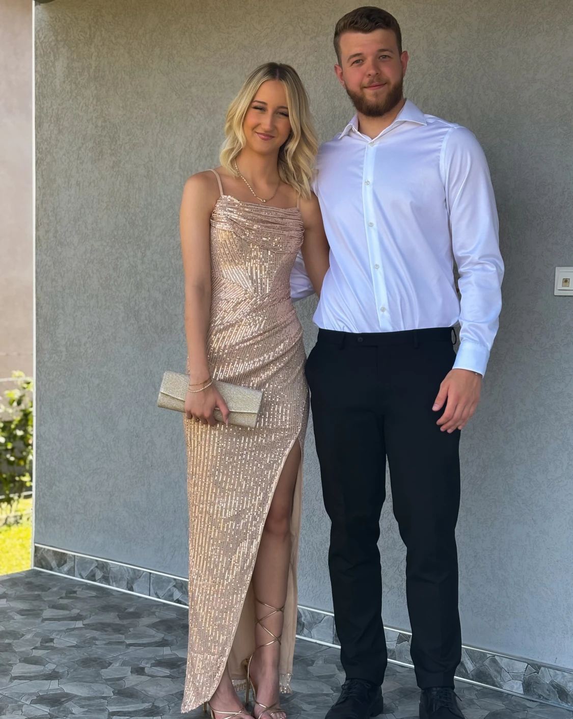 Rose glittrig långklänning - 2