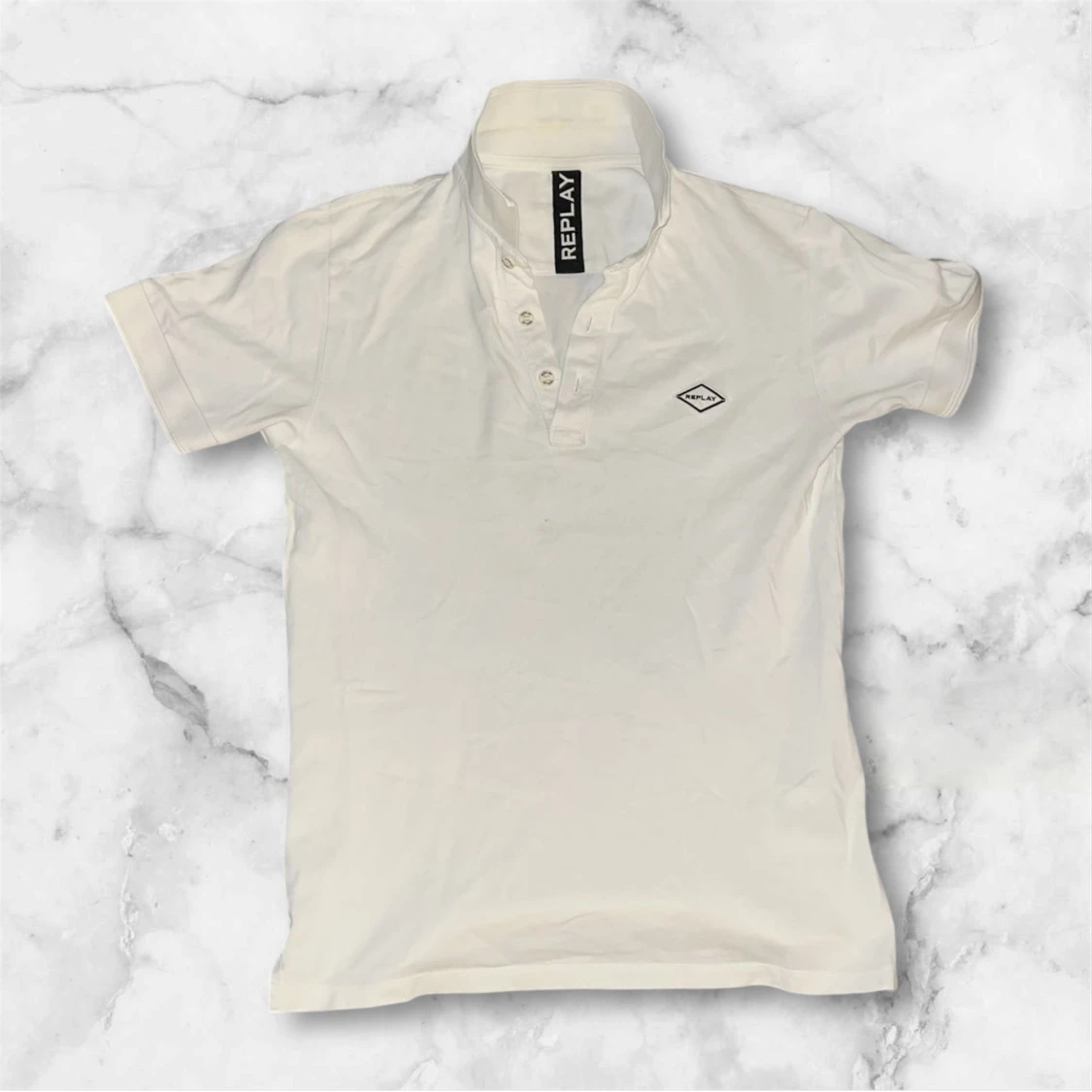 Vit Replay t-shirt med krage