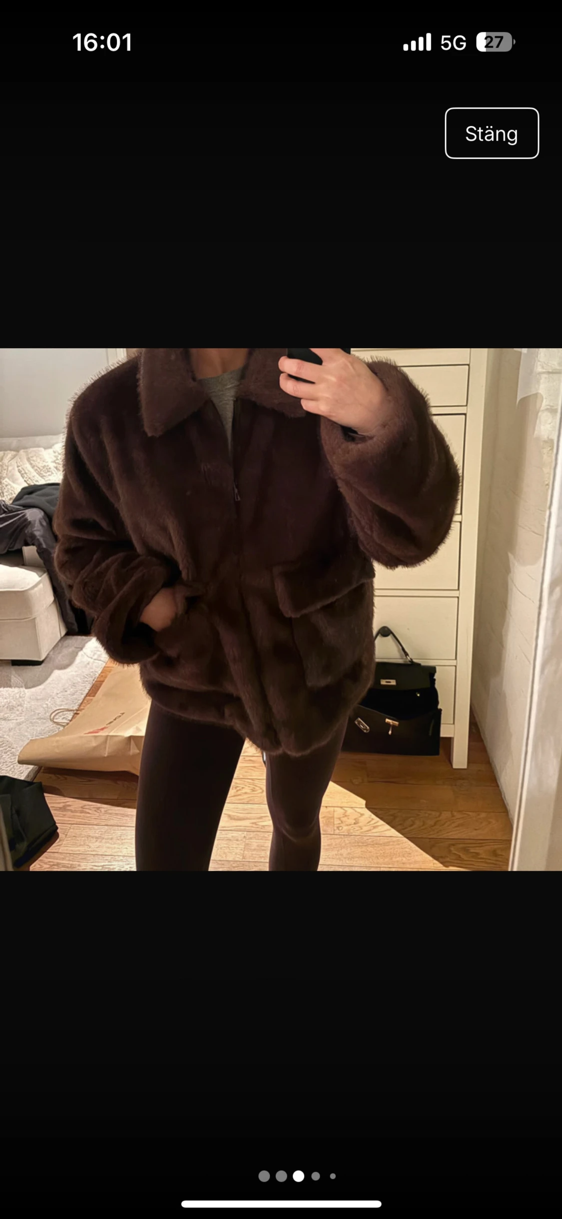 Brun pälsjacka från H&M, storlek M - 1