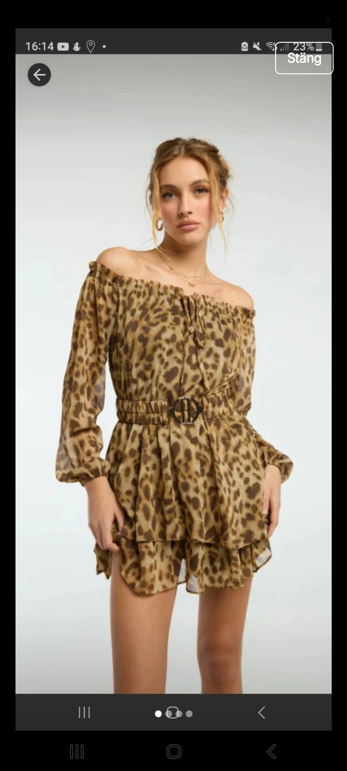 Leopardmönstrad offshoulder kortklänning/jumpsuit 