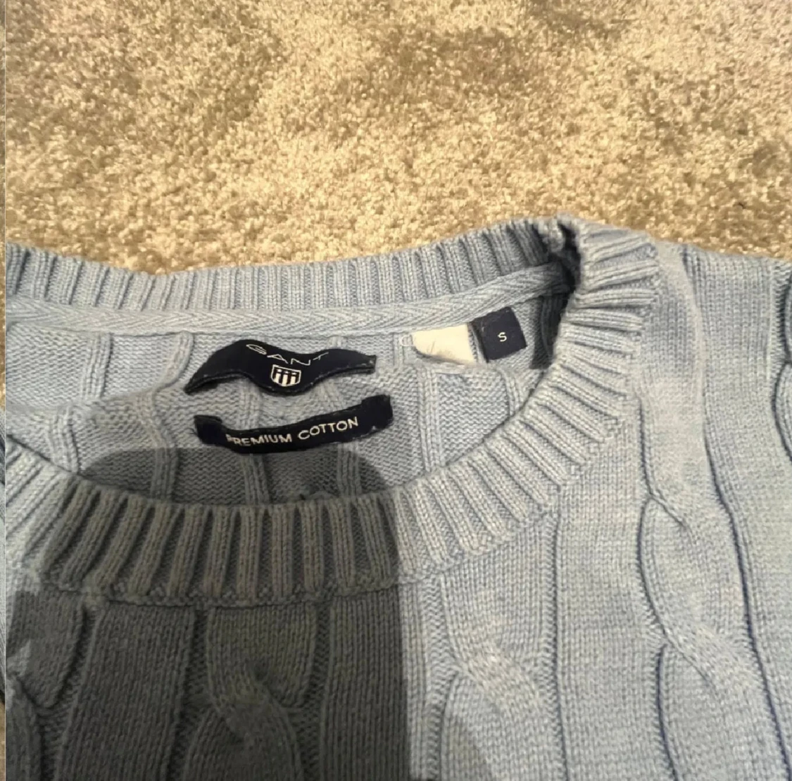 Ljusblå Kabelstickad Gant Tröja - 2