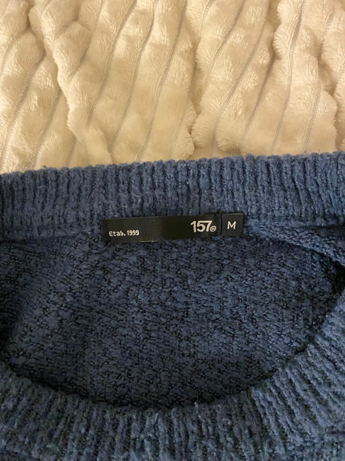 Blå stickad tröja från 157, storlek M - 2