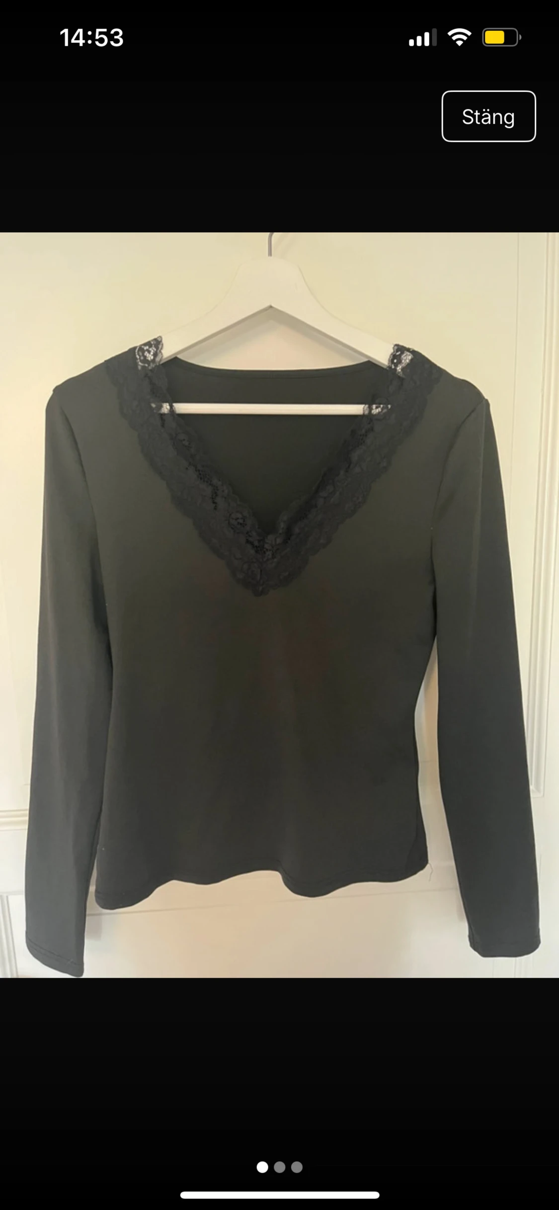 Svart långärmad topp med spets - 1