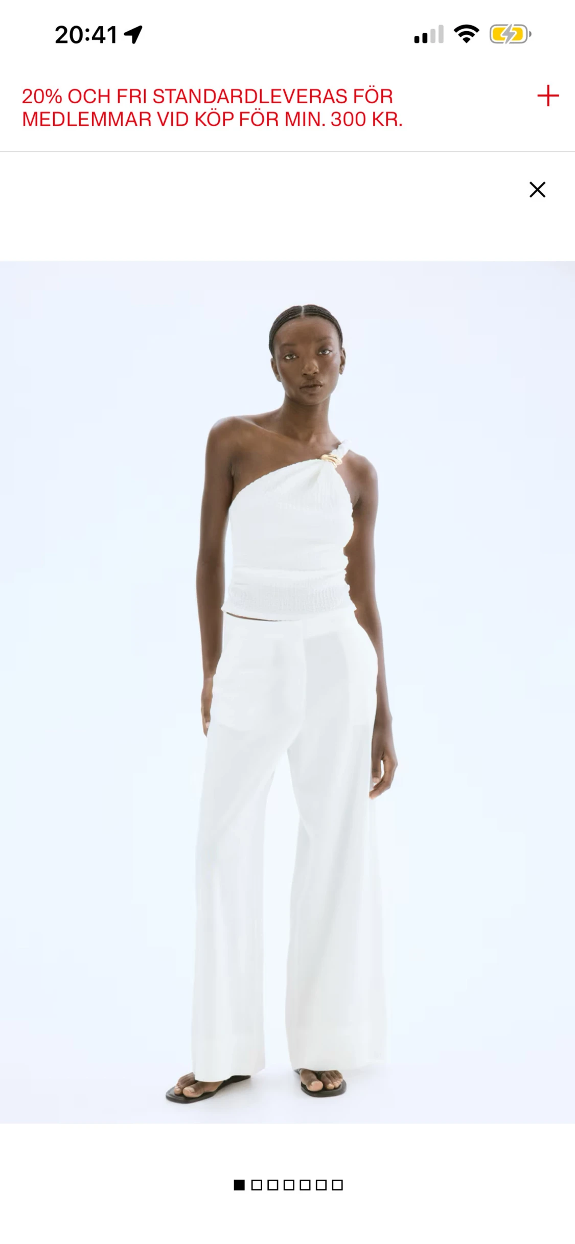 Vita vida linnebyxor med hög midja