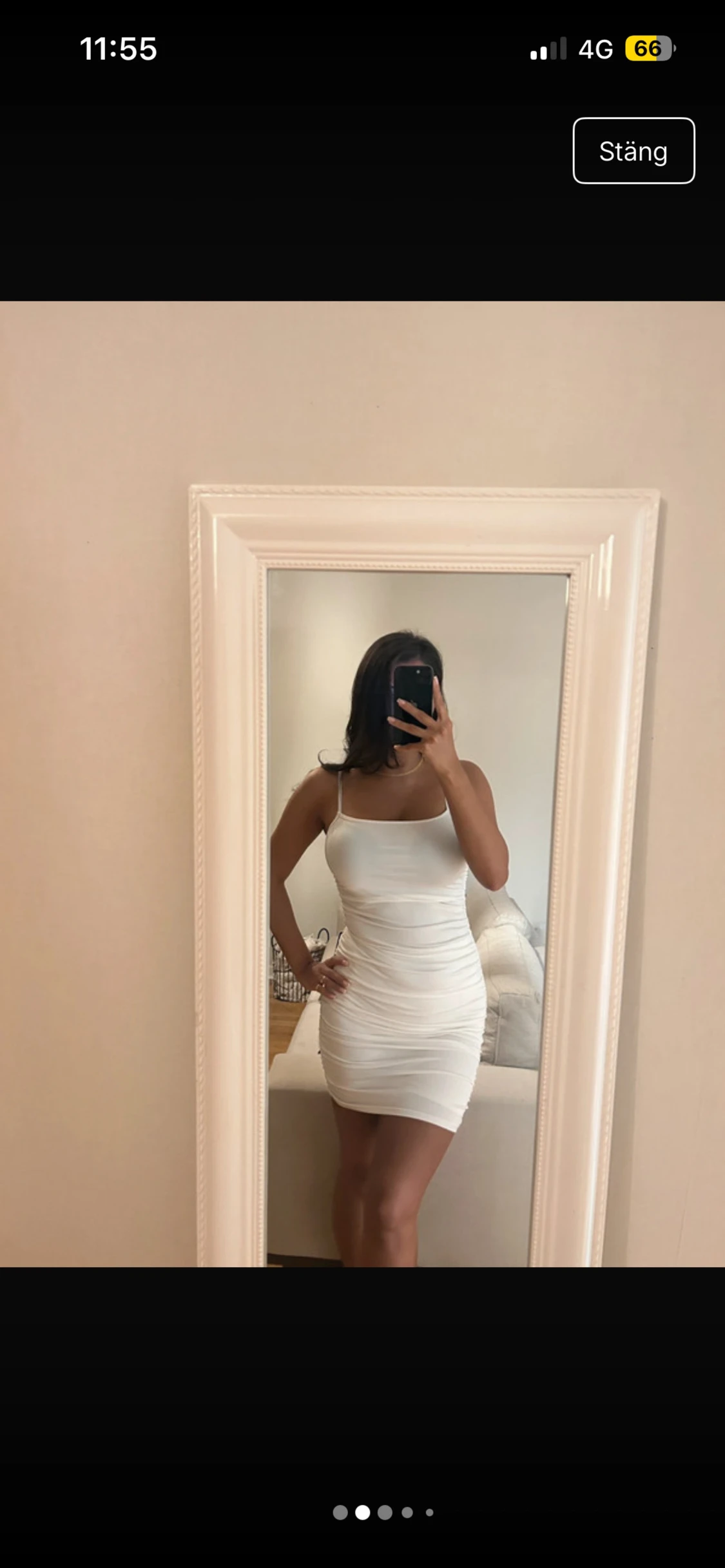 Vit tight kort klänning med smala axelband - 1