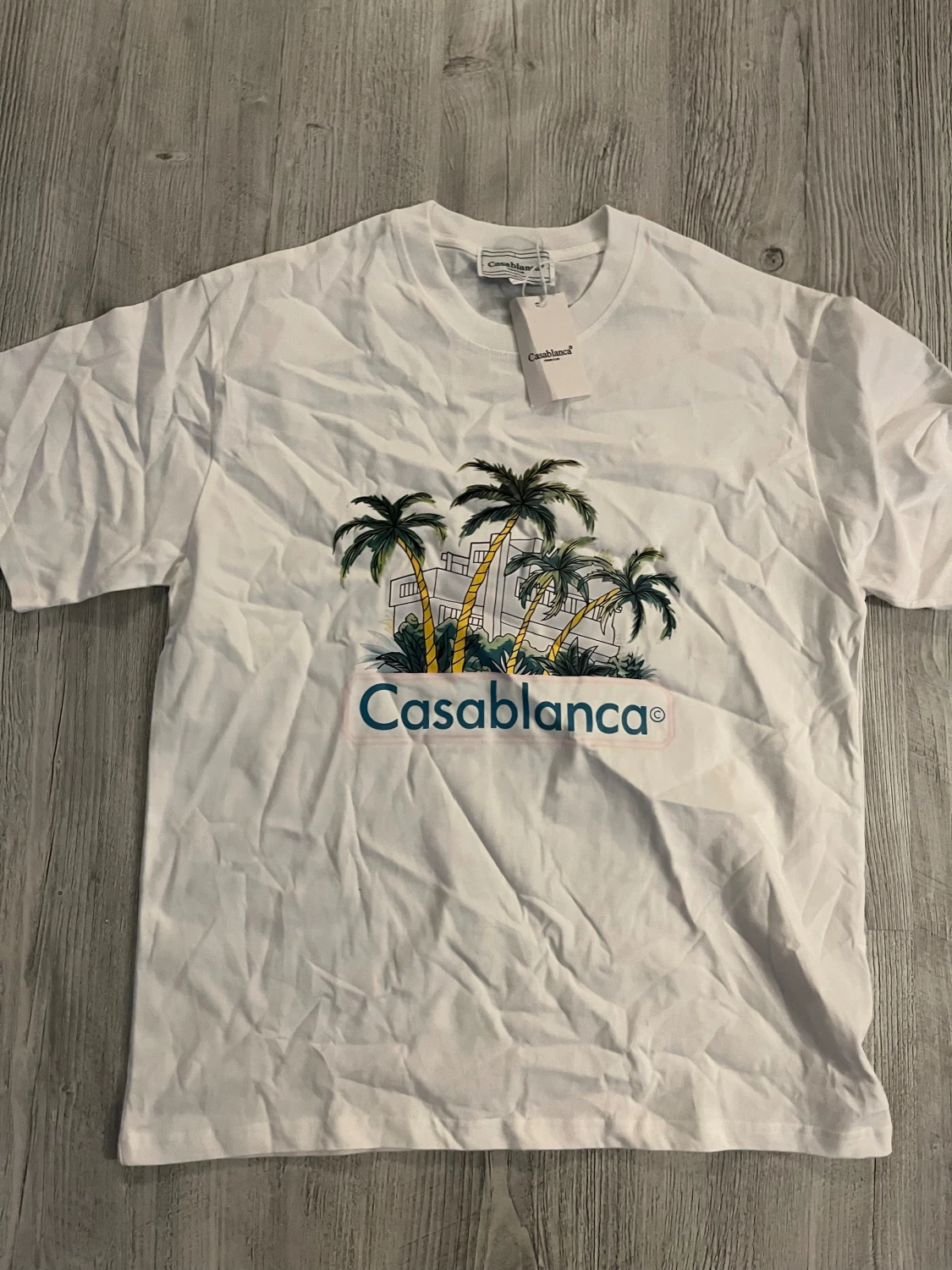 Vit Casablanca t-shirt med palmtryck helt ny! - 1