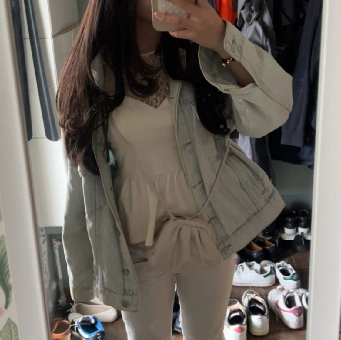 Oversized ljus jeansjacka