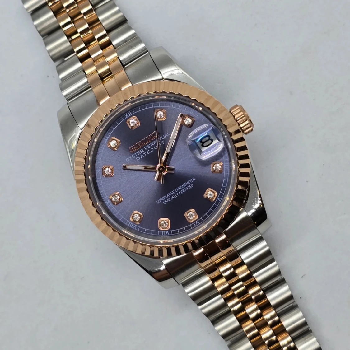 Seikmod Datejust blå/silver/guld klocka - 1