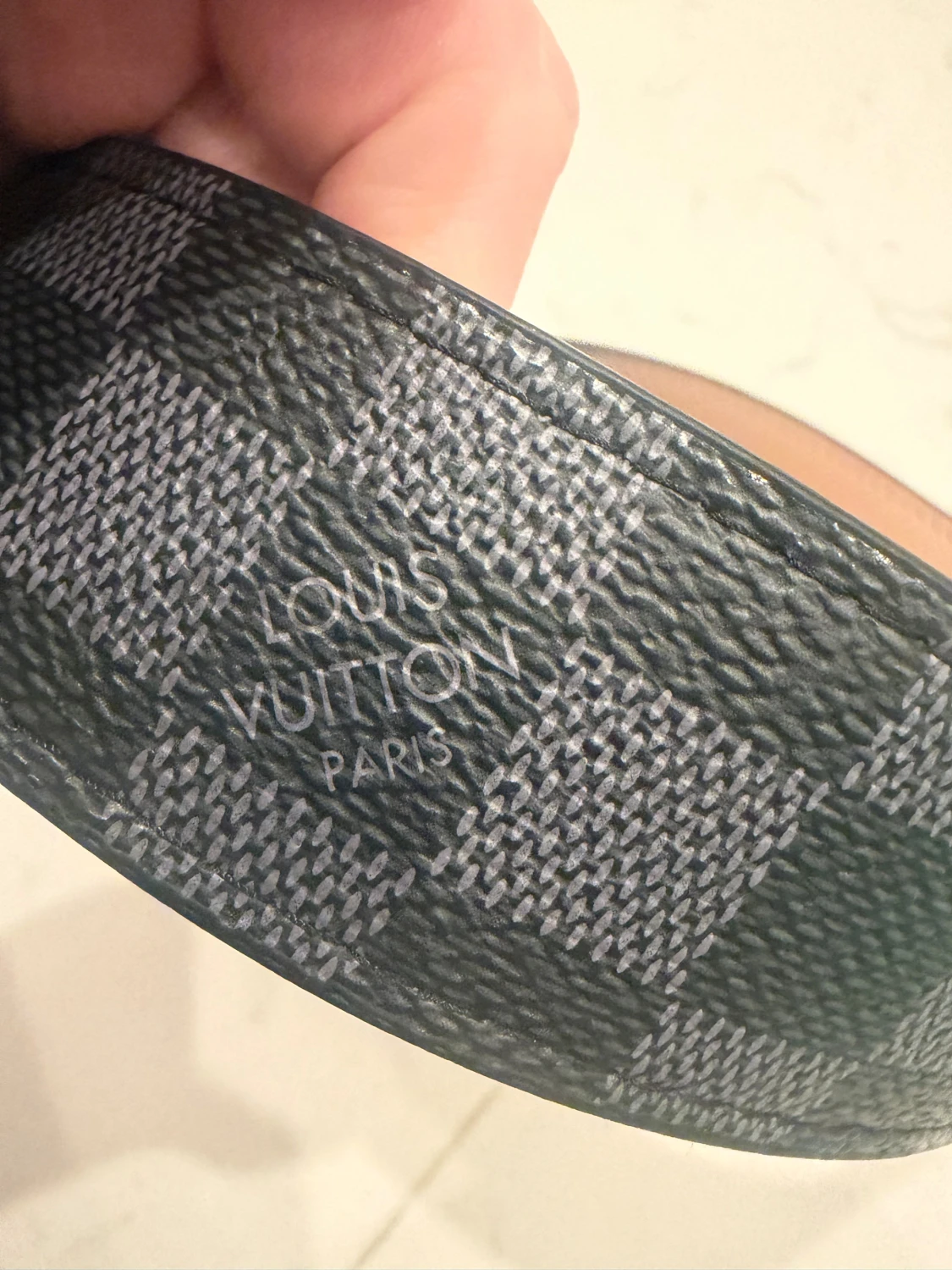 Louis Vuitton rutig skinnbälte svart - 1