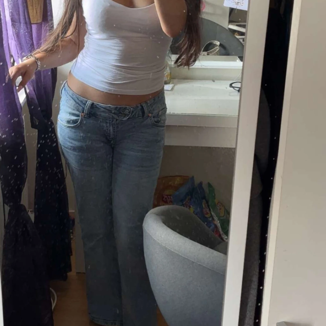 Lågmidjade blå bootcut jeans