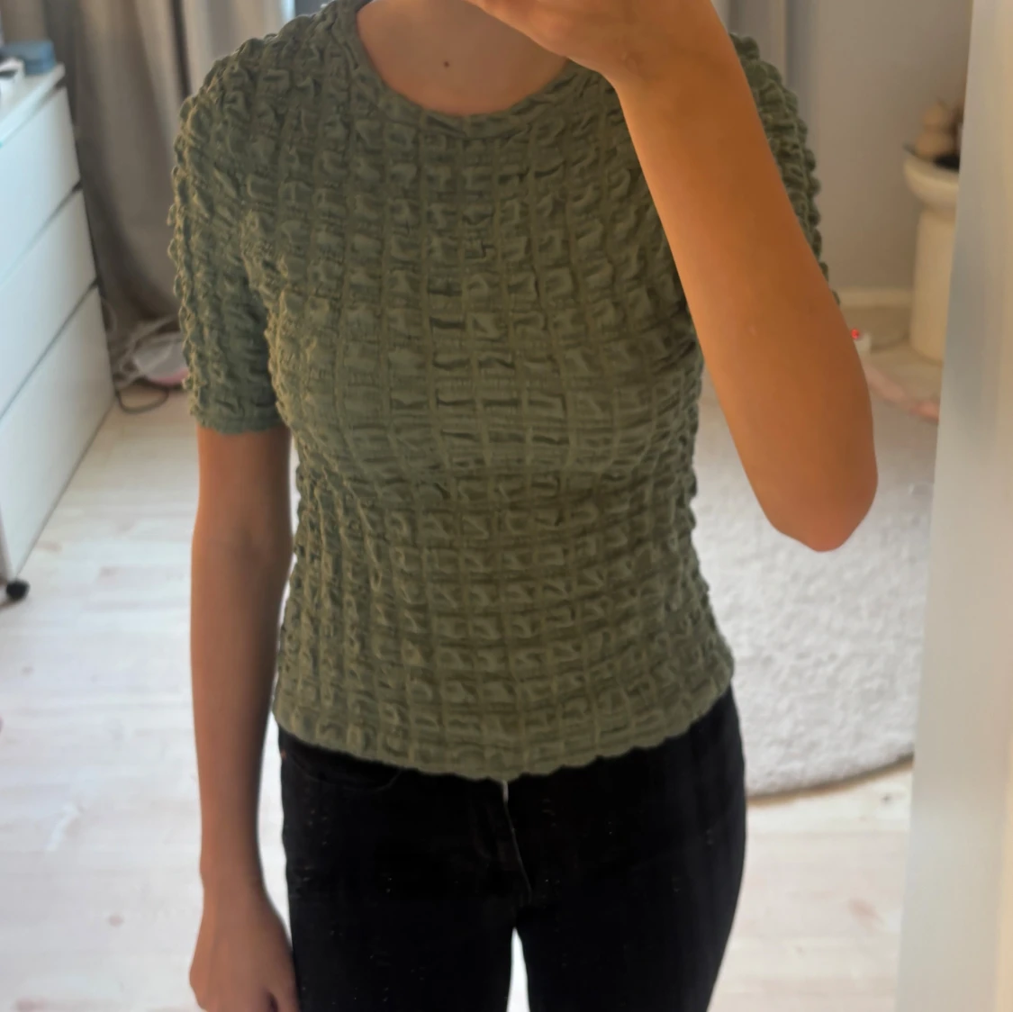 Grön ribbad topp med struktur - 1