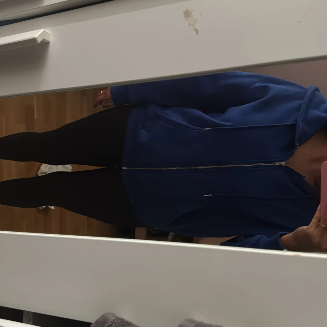 Blå hoodie med dragkedja och huva - 2