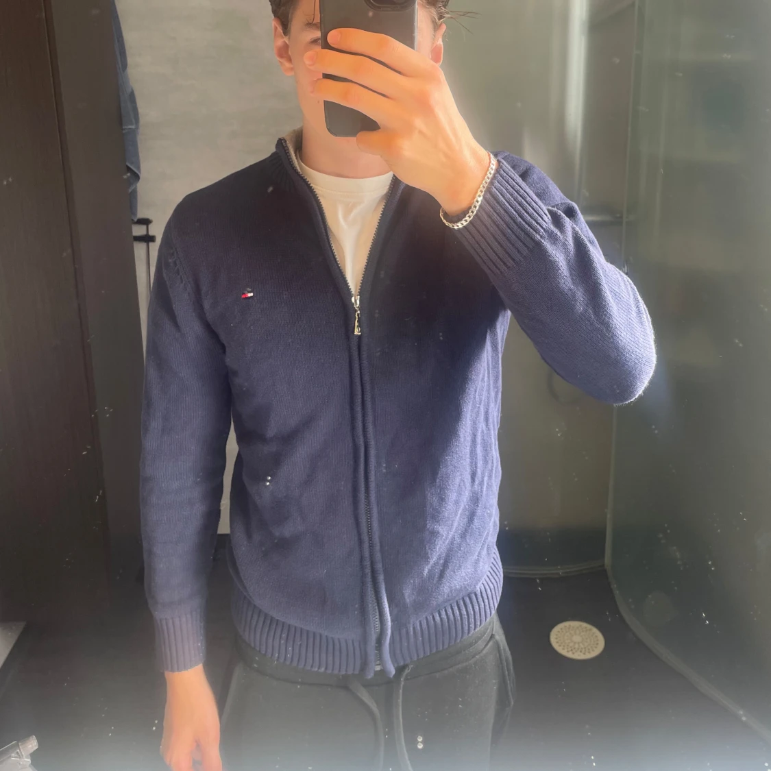 Marinblå full zip kofta från Tommy Hilfiger - 1