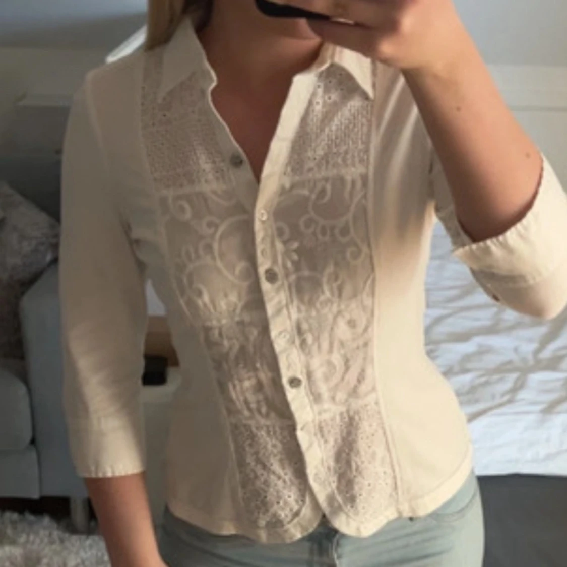 blus som har trekvartsärmad, vintage - 2