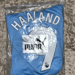 Manchester City Haaland tröja Puma - Manchester City matchtröja med Haaland och nummer 9 på ryggen. Tillverkad i återvunnet material med DryCell-teknologi. Ljusblå med vita och mörkblå detaljer, klubbmärke och sponsortryck framtill. Klassisk rund hals och korta ärmar.