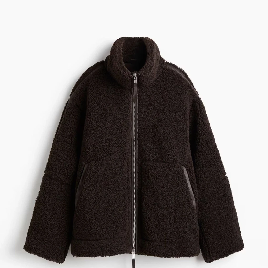 Brun teddyjacka med dragkedja/ pilejacka