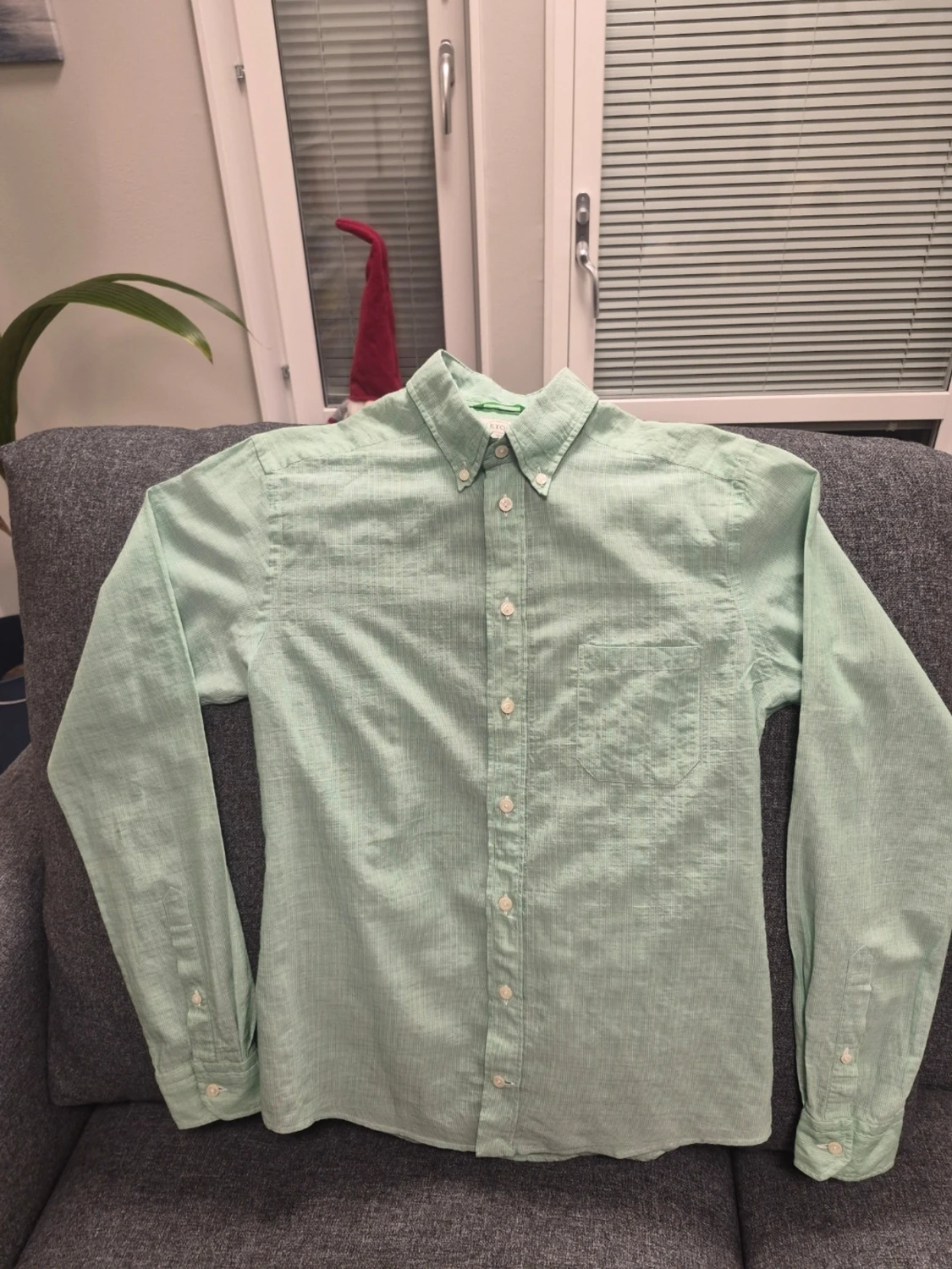 Eton grön randig skjorta slim fit storlek 38 / 15 - 1