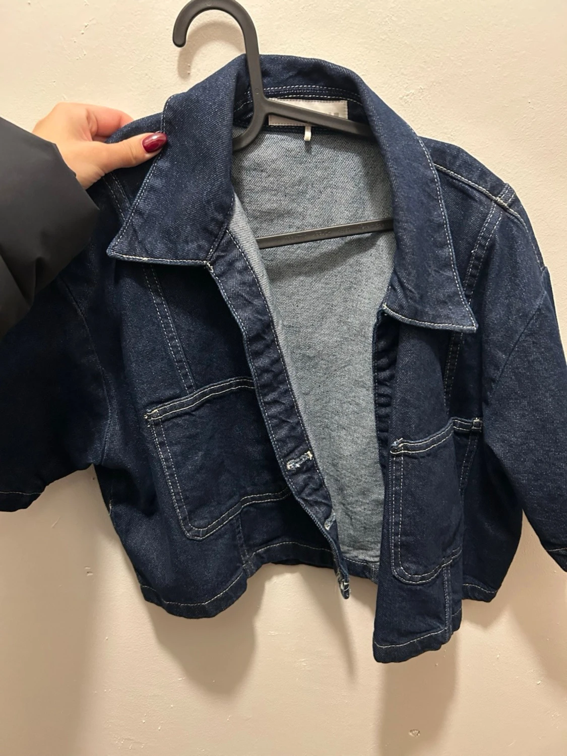 Mörkblå jeansjacka från Zara XL