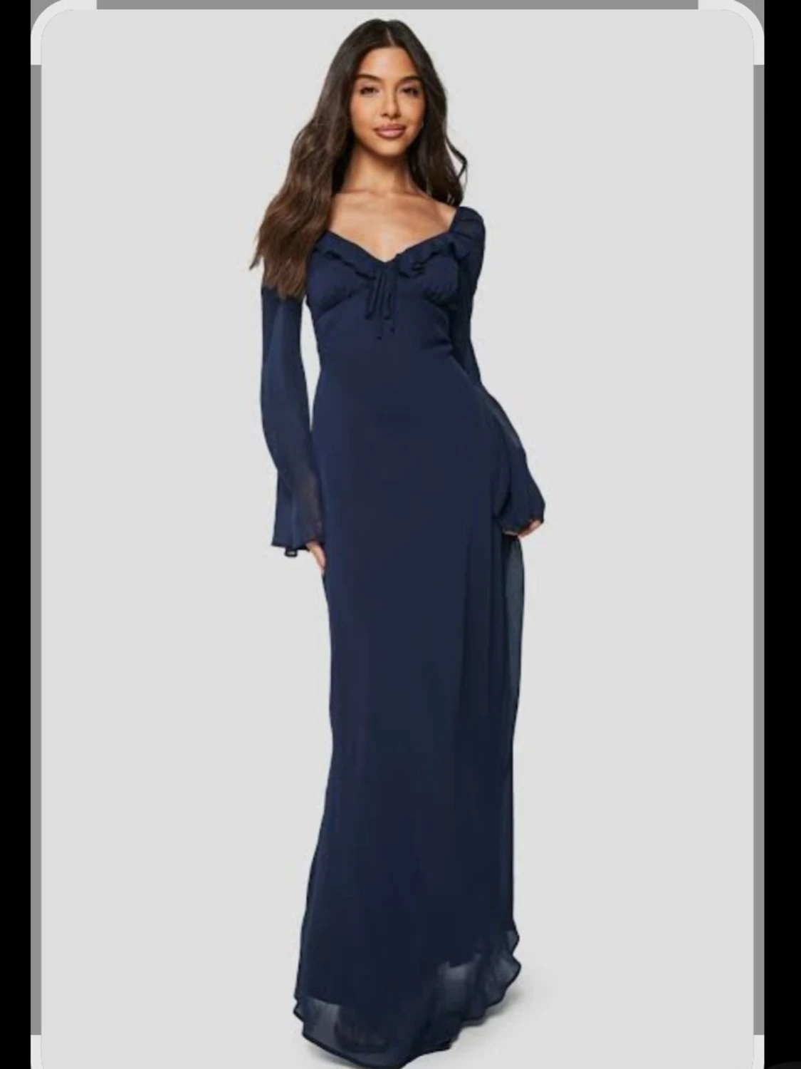 SUPERFIN Marinblå långklänning med snörning