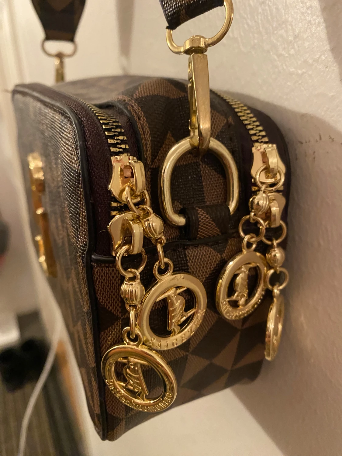 Brun geometrisk axelväska Jingpindaishu - 3