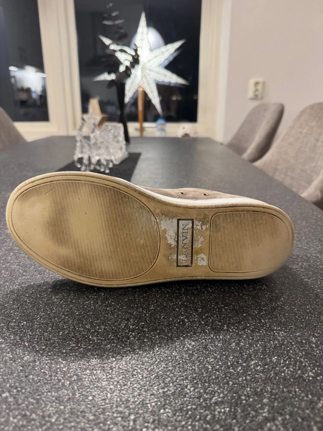 Beige mockasneakers med vit sula - 5