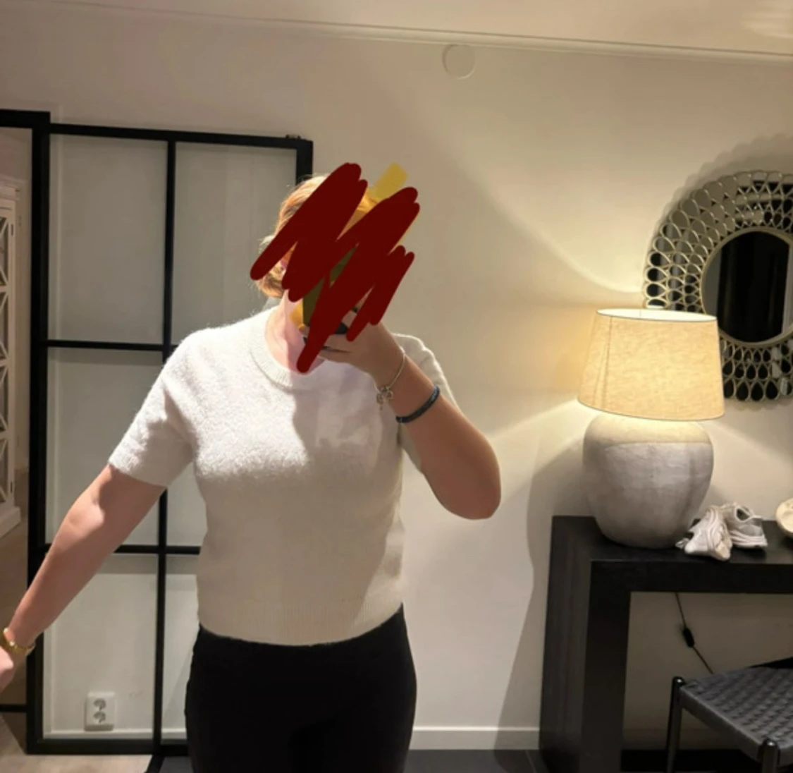 Vit stickad kortärmad tröja Gina Tricot - 2