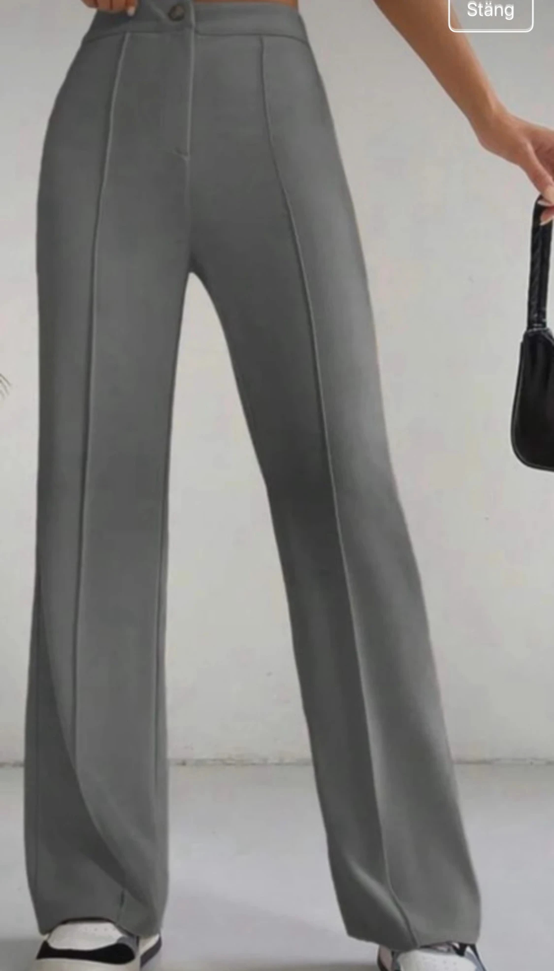 Grå wide kostymbyxor med pressveck