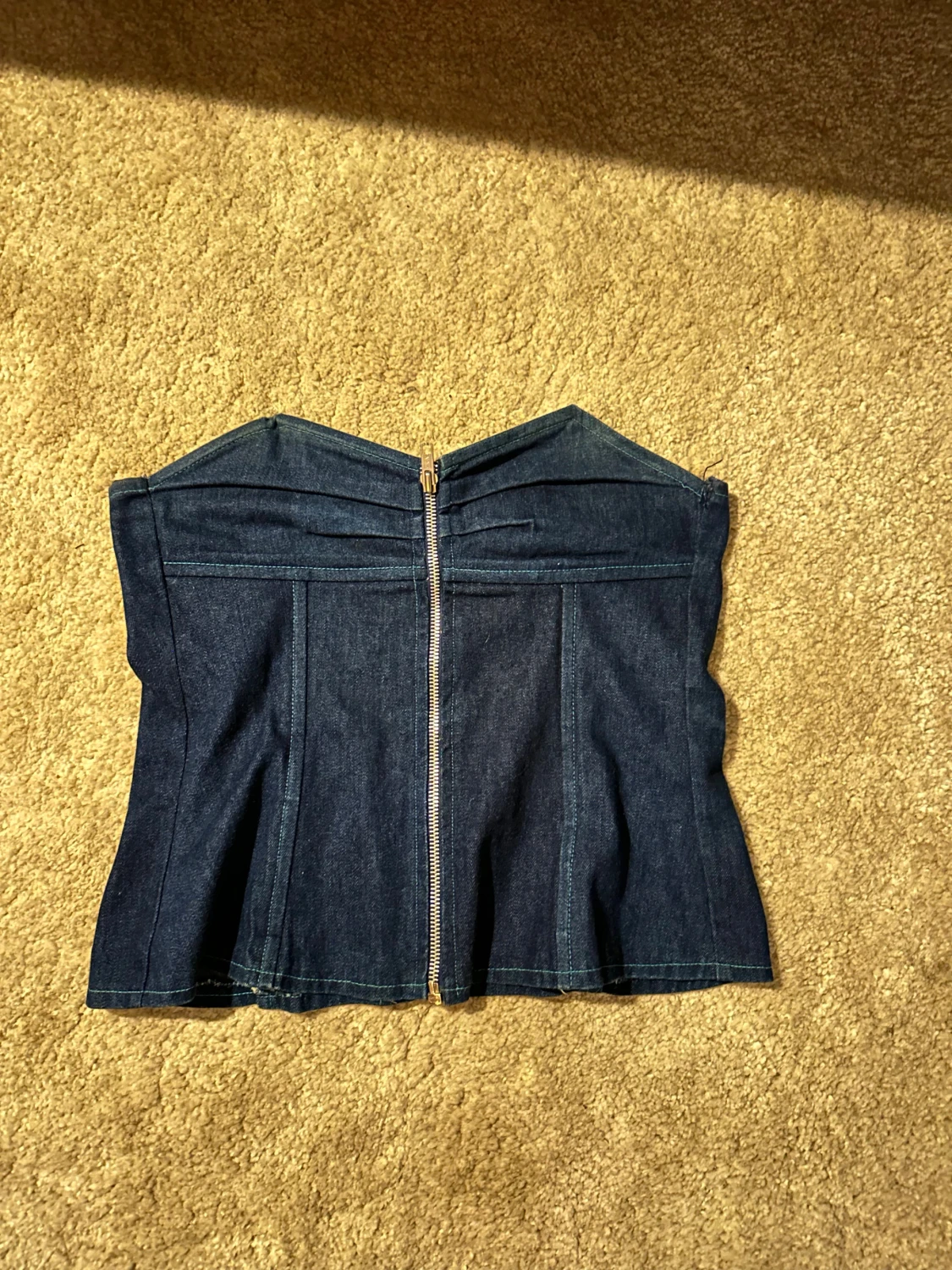 Mörkblå denim korsett-topp