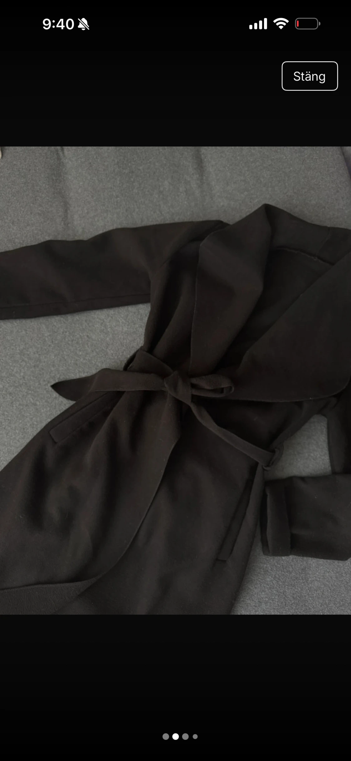 Svart lång kappa med bälte - 1