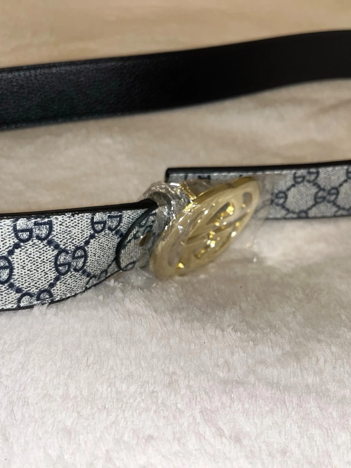  GG mönstrad bälte med guldspänne - 2