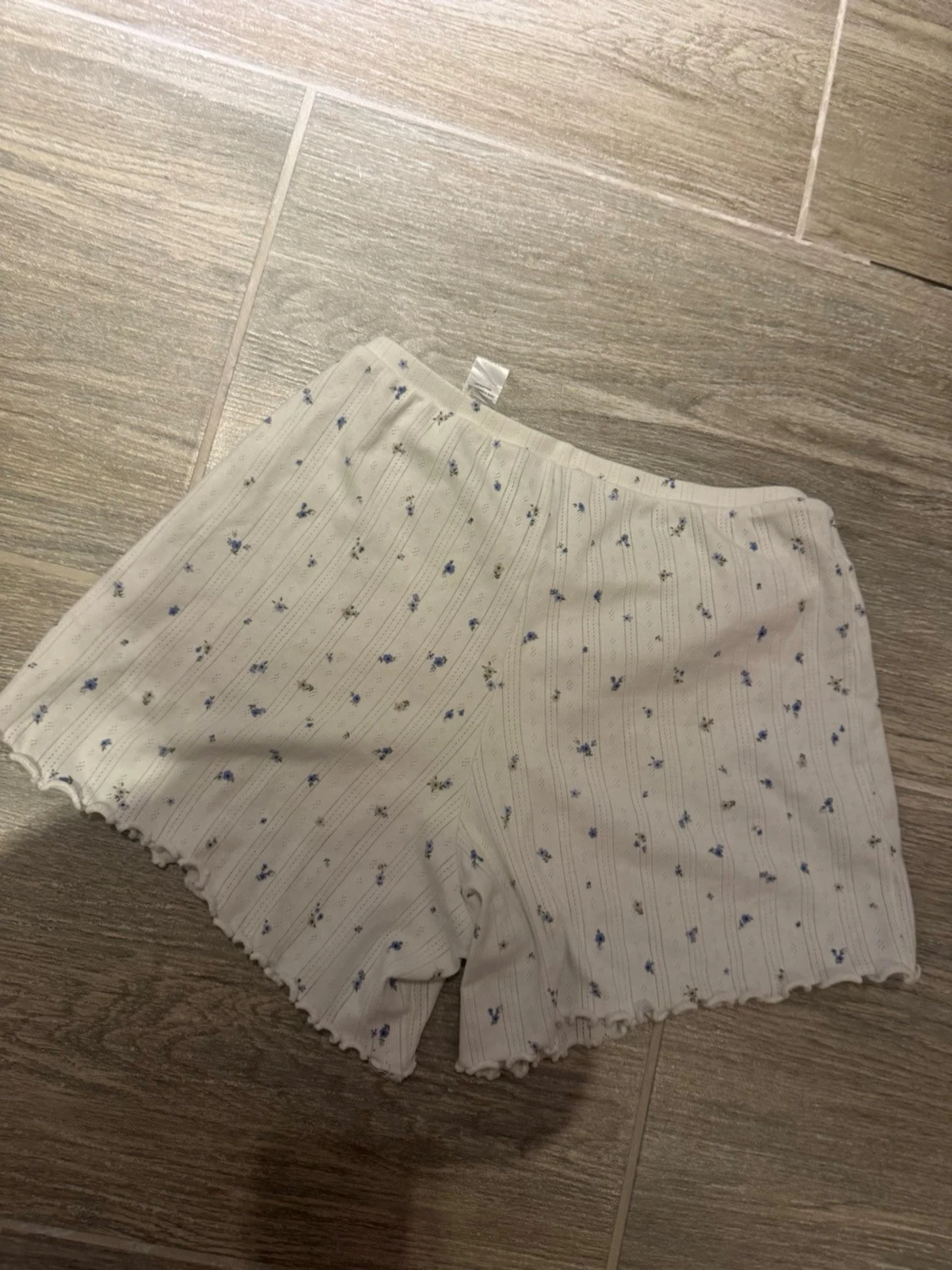 Blommiga ribbade shorts XS - 2