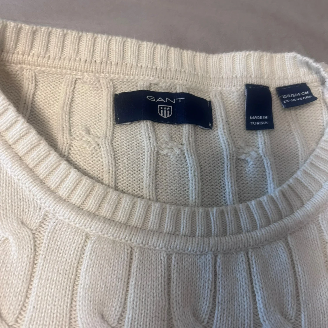 Vit kabelstickad tröja från GANT - 1