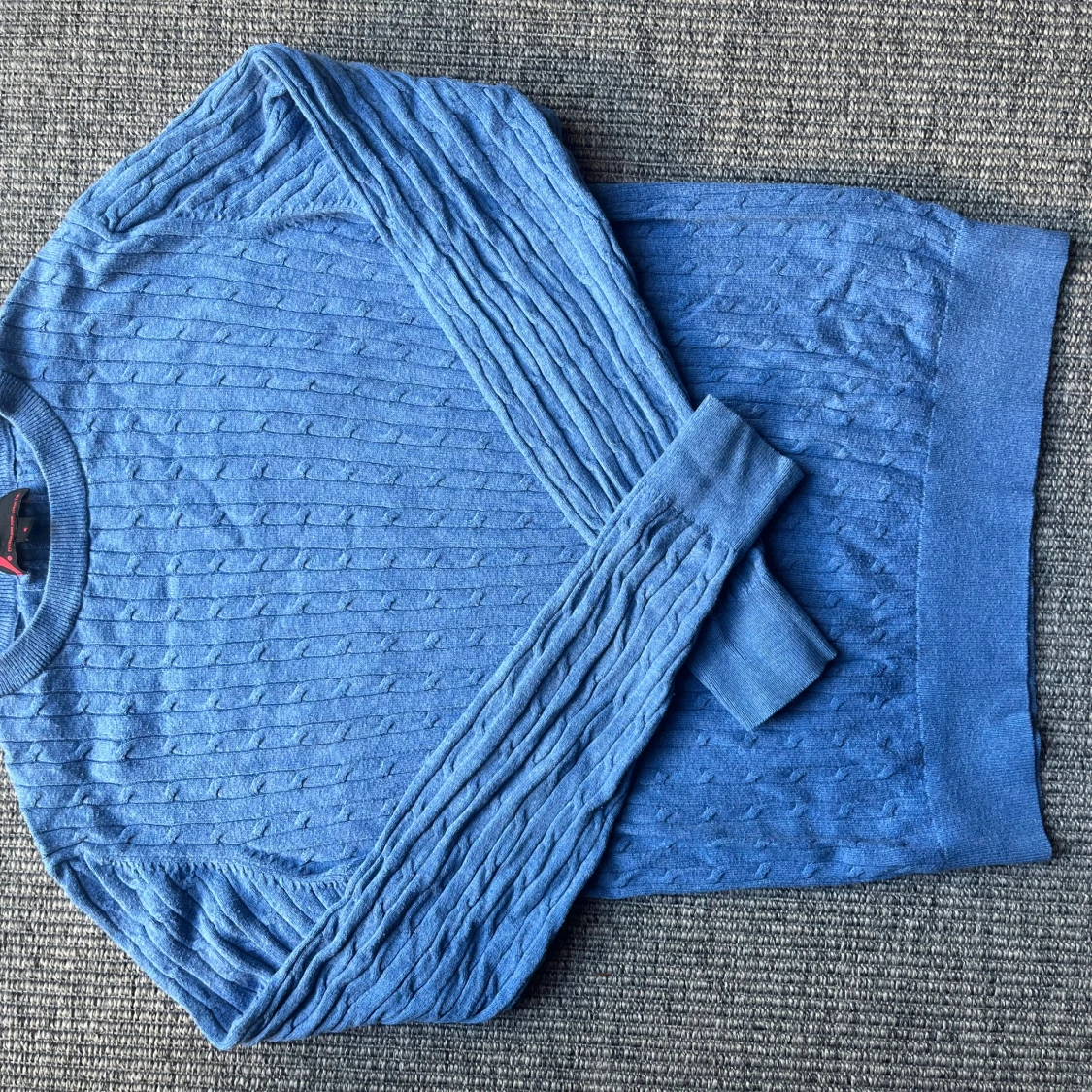 Blå stickad tröja Dressmann S