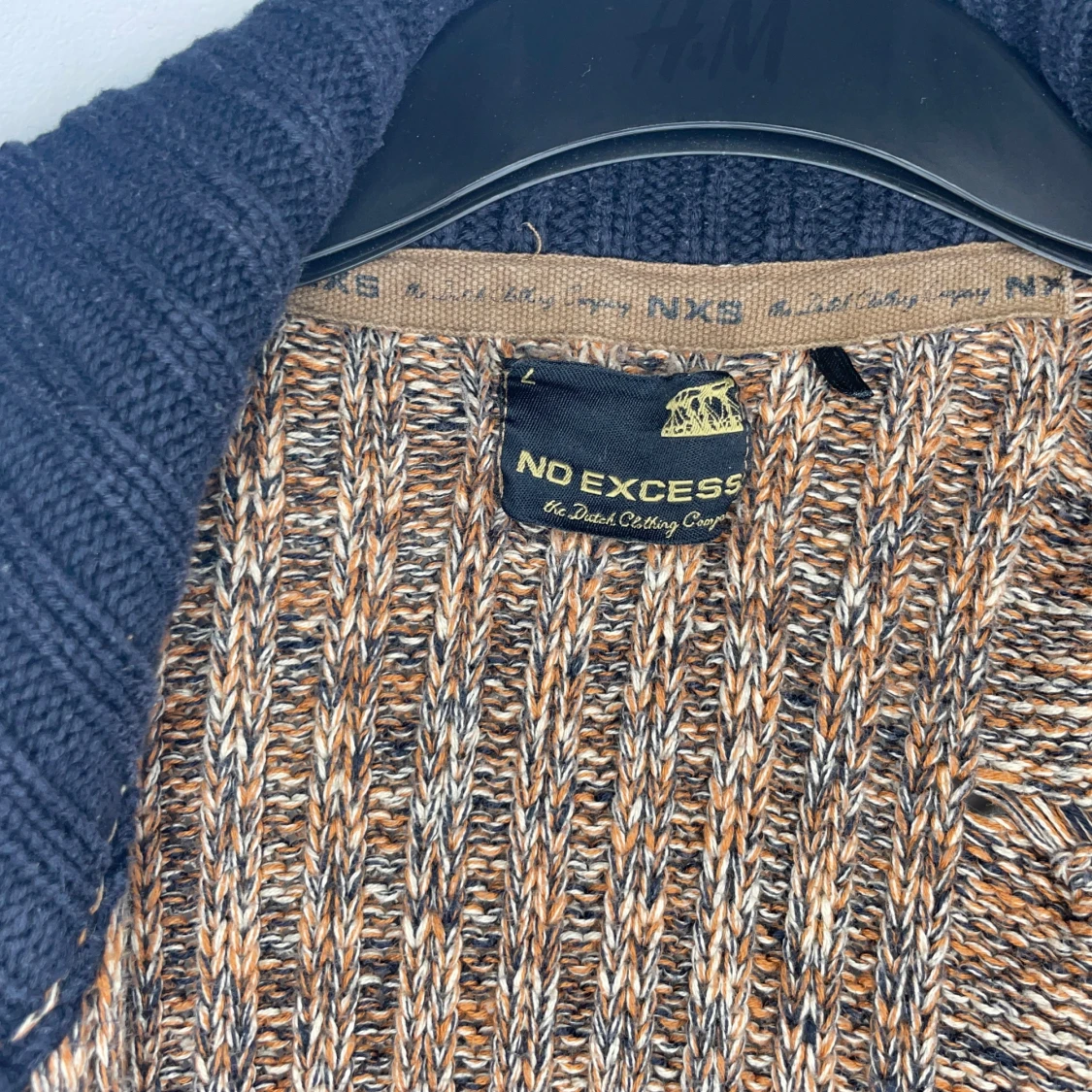 Brunmelerad stickad kofta No Excess - 2