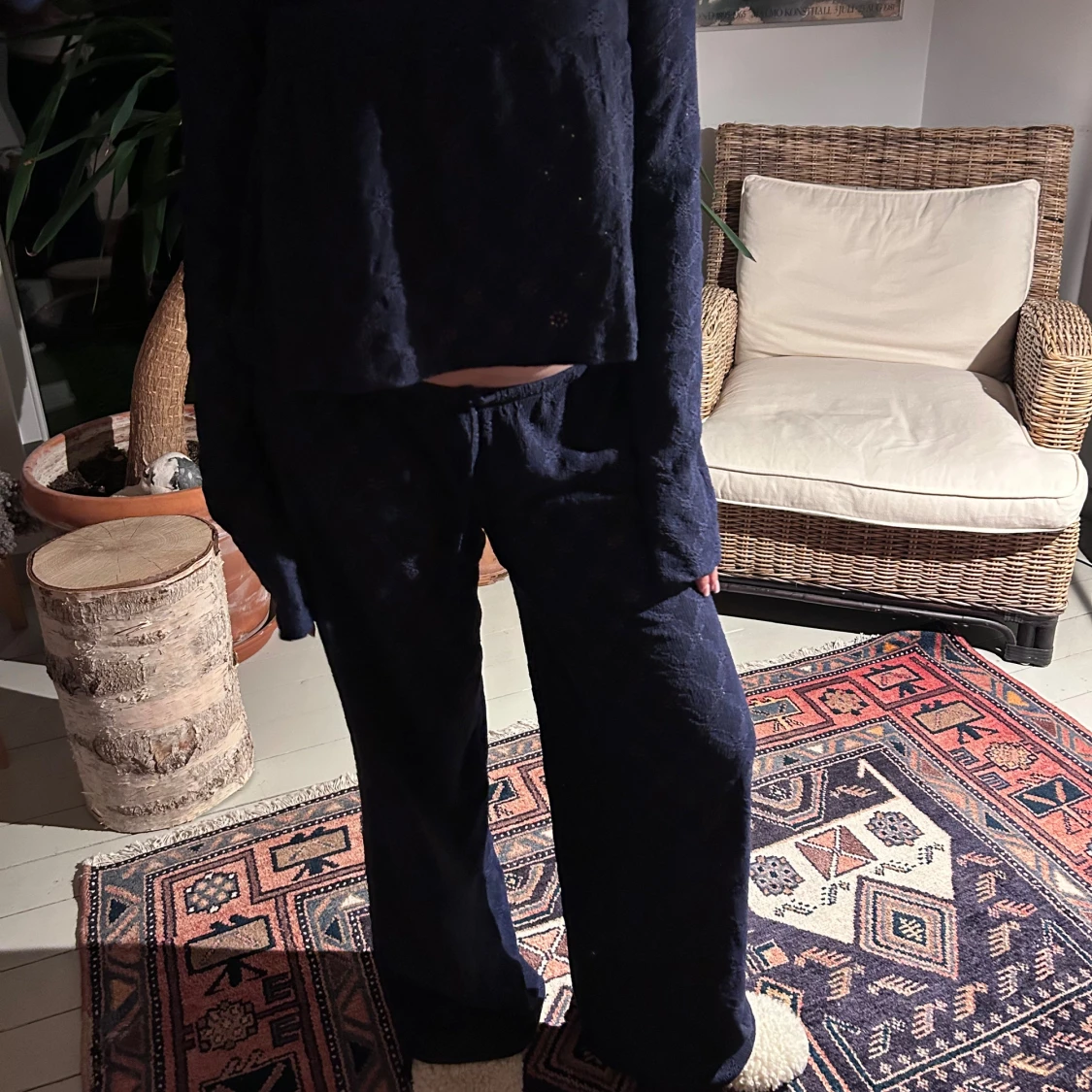 Marinblå pyjamasset spets - 2