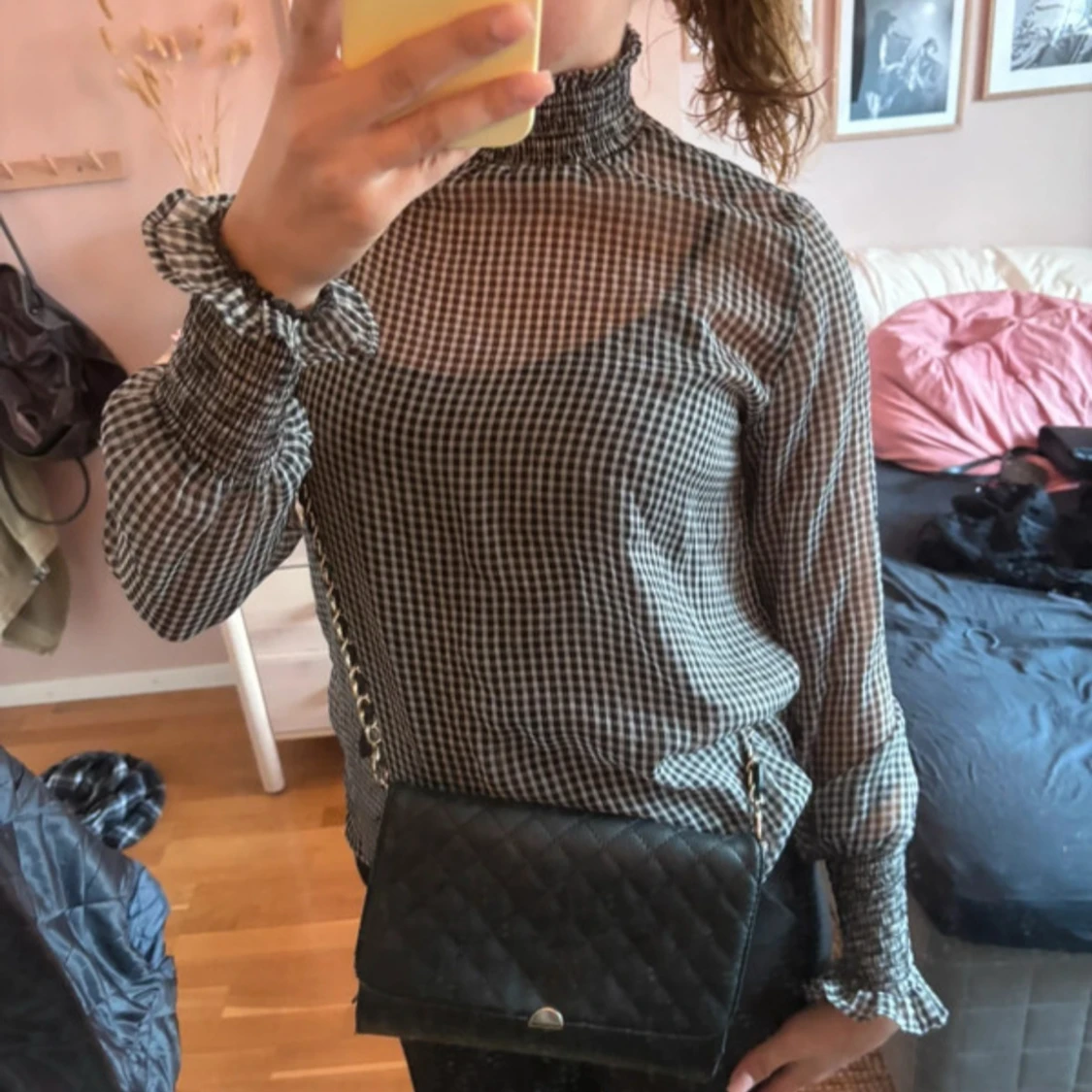 Svart quiltad axelväska Don Donna