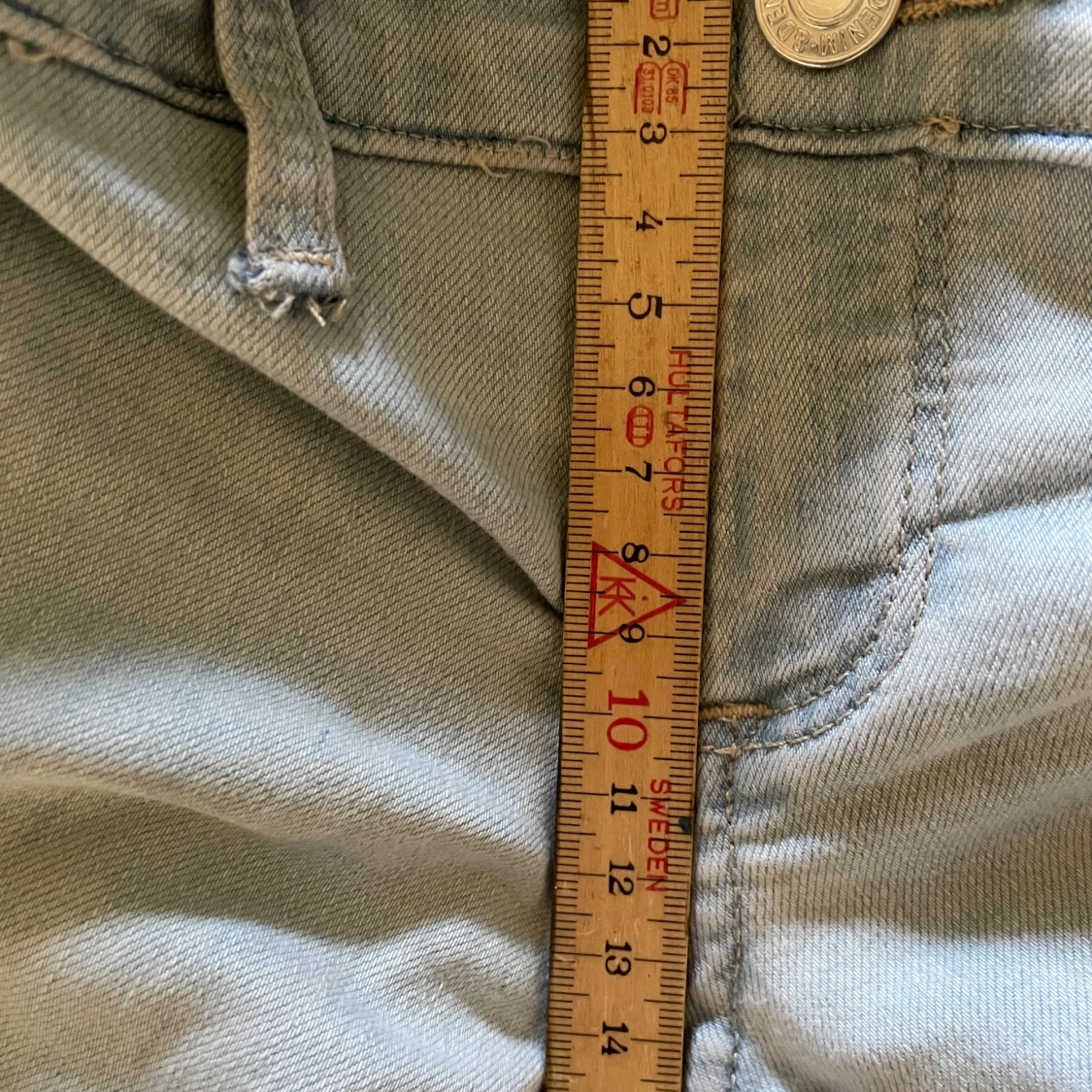 Ljusblå bootcut jeans låg midja - 2