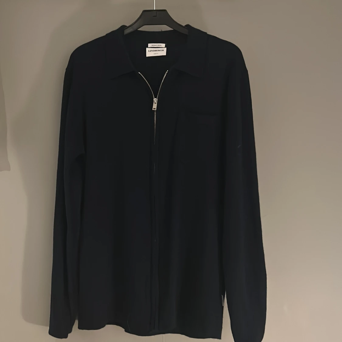 Mörkblå merinoull overshirt Lindbergh