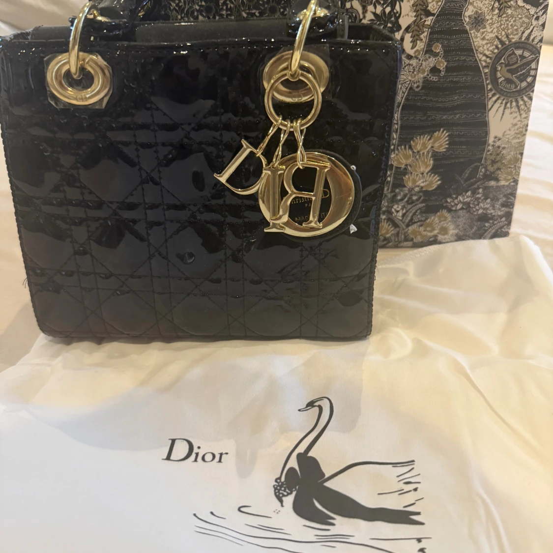 Svart Lady Dior handväska i lack - 1
