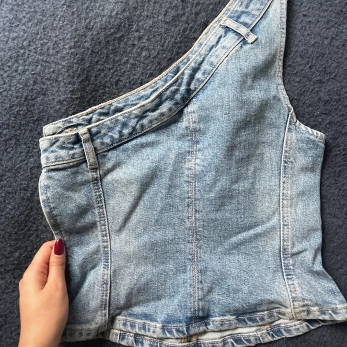 Jeans one shoulder topp från Zara - 3